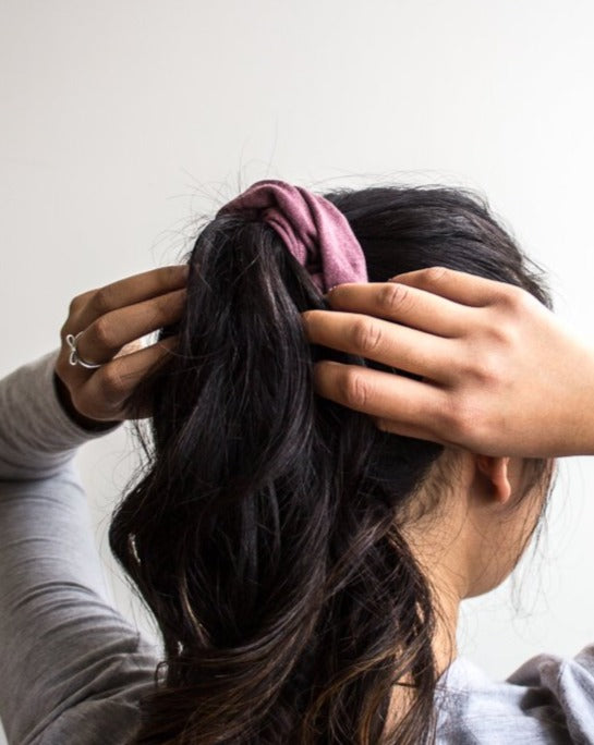 Zero waste rose bamboo scrunchie ponytail