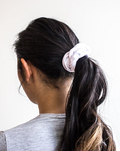 Tencel organic cotton knit white scrunchie ponytail