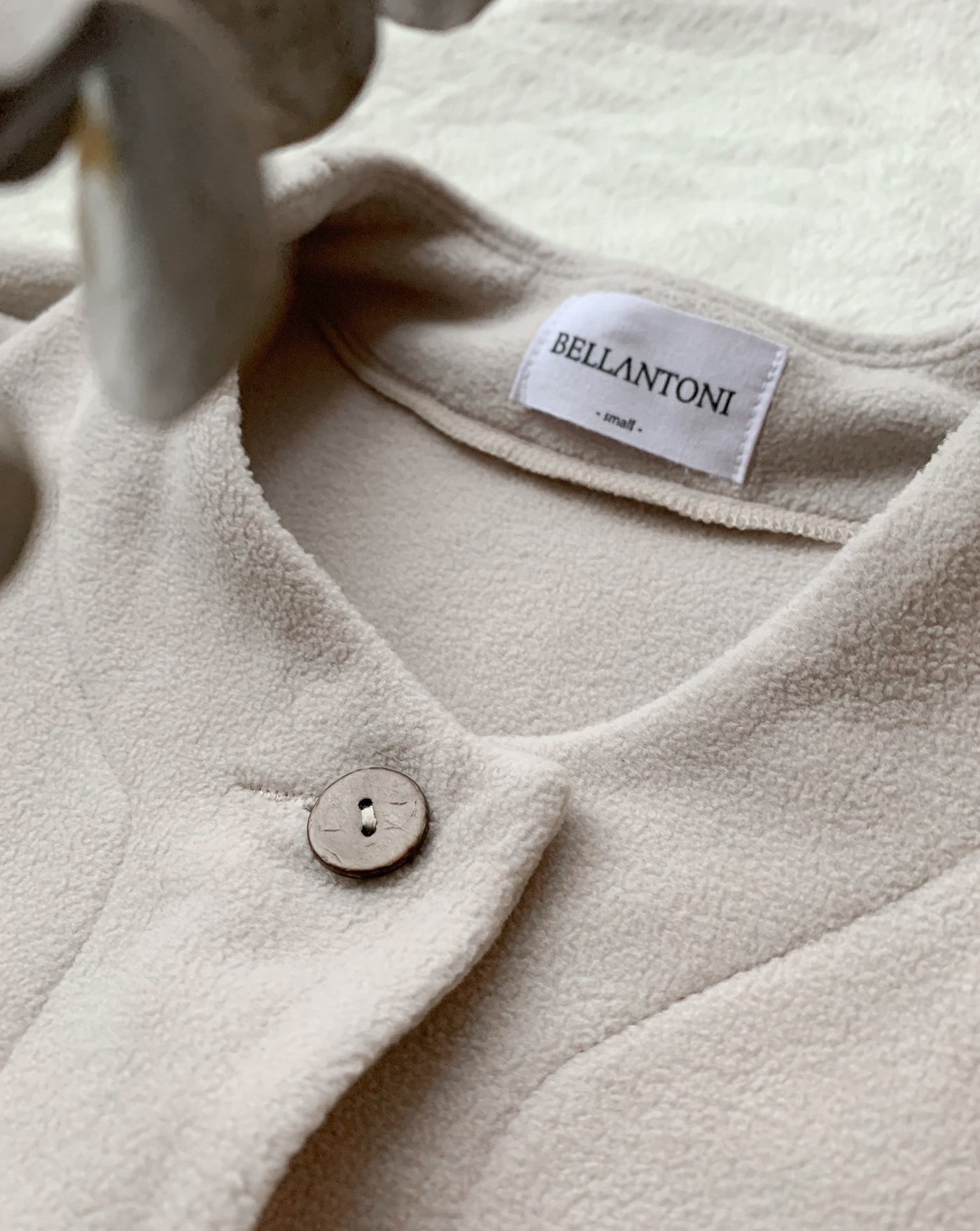 Enviro Repreve Recycled Polyester Fleece caridgan jacket made from plastic bottles featuring coconut shell buttons, ethically sewn in Canada.