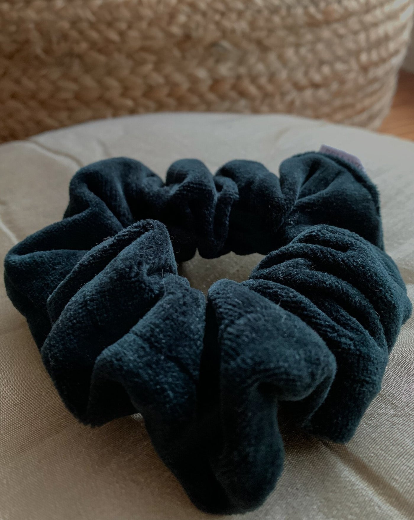 bamboo organic cotton velvet velour scrunchie ethically handmade in Canada.