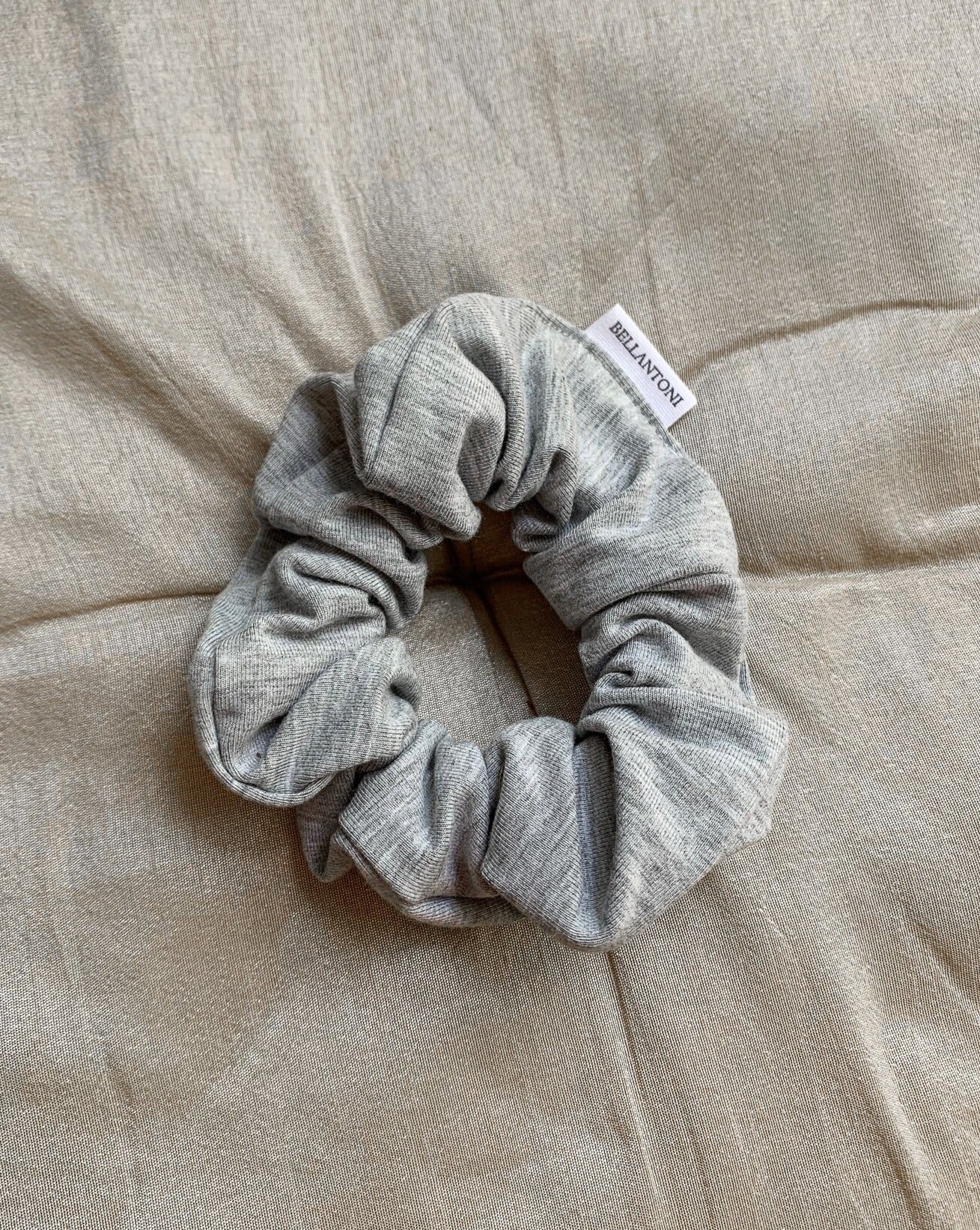 Zero waste heather grey bamboo french terry scrunchie