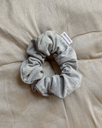 Zero waste heather grey bamboo french terry scrunchie