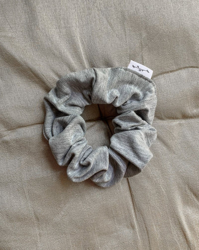 Zero waste heather grey bamboo french terry scrunchie