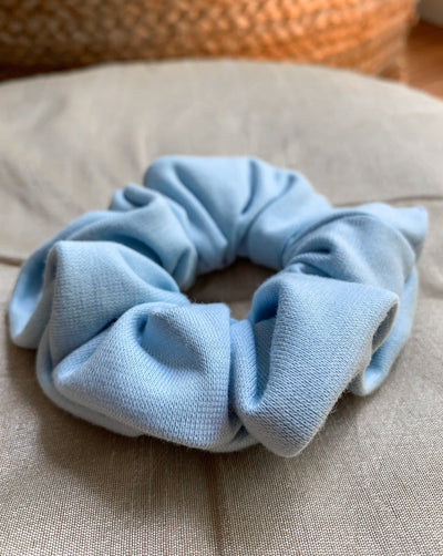 Zero waste light blue bamboo scrunchie