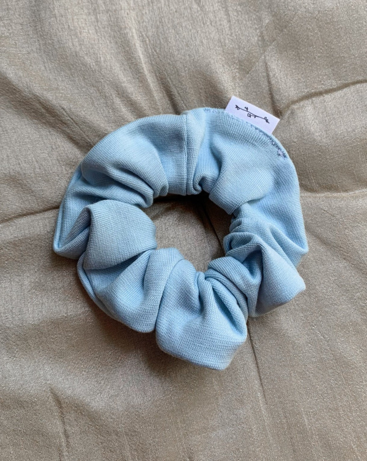 Zero waste light blue bamboo scrunchie