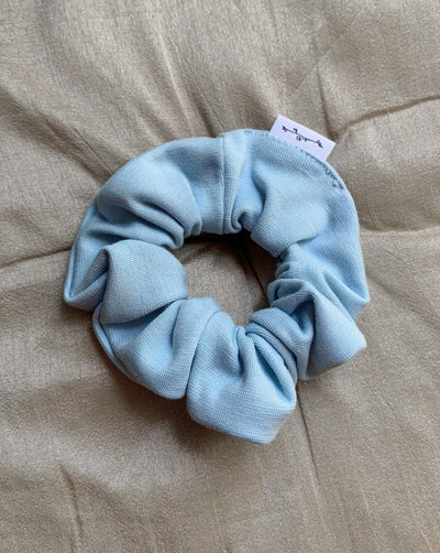 Zero waste light blue bamboo scrunchie