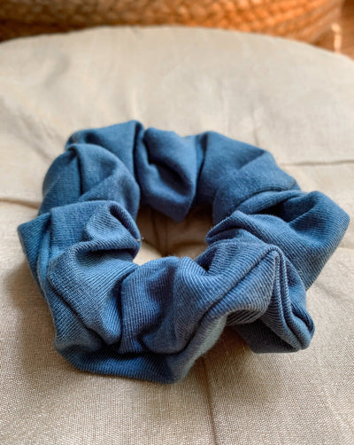 Tencel organic cotton knit ocean blue scrunchie