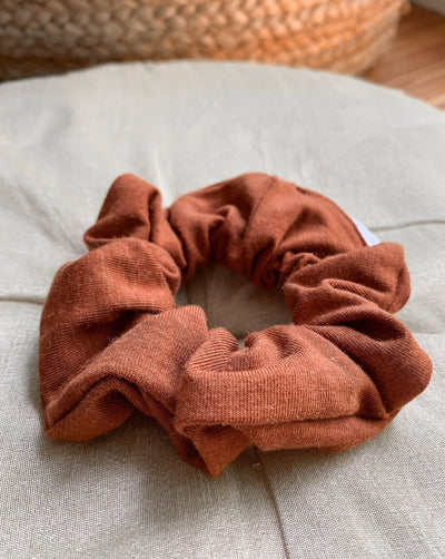 Tencel organic cotton knit pumpkin spice coloured scrunchie