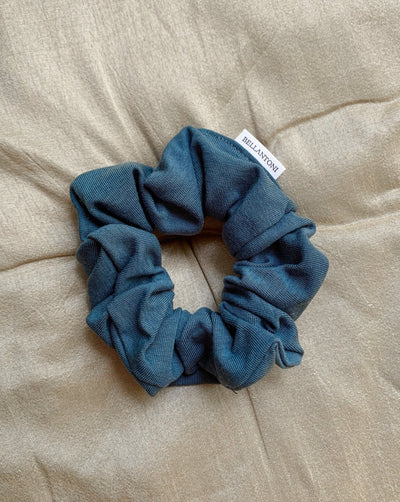 Tencel organic cotton knit ocean blue scrunchie
