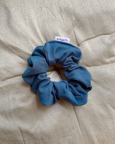 Tencel organic cotton knit ocean blue scrunchie