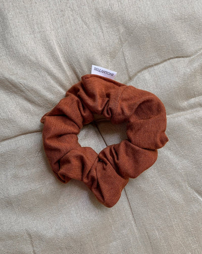 Tencel organic cotton knit pumpkin spice coloured scrunchie