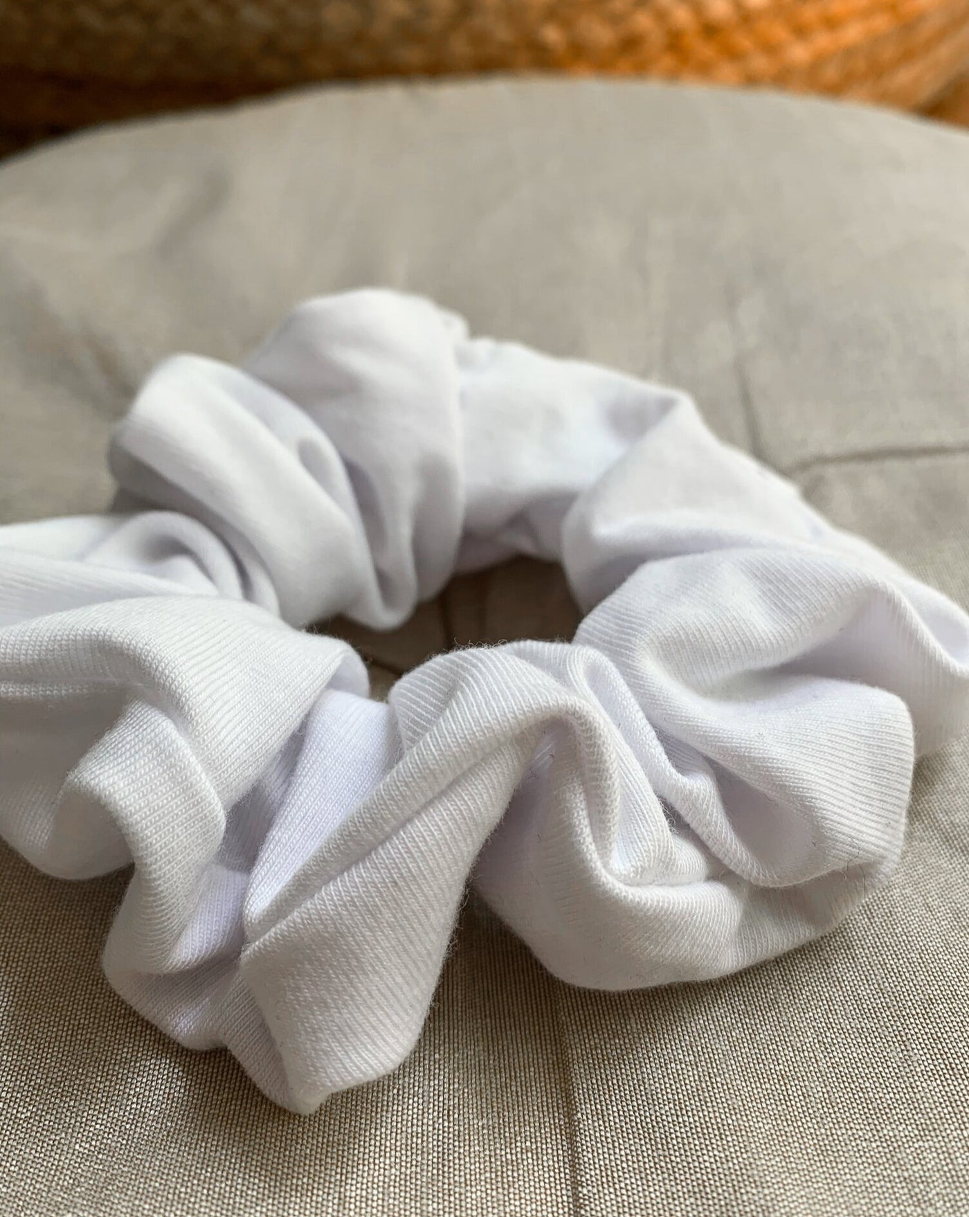 Tencel organic cotton knit white scrunchie