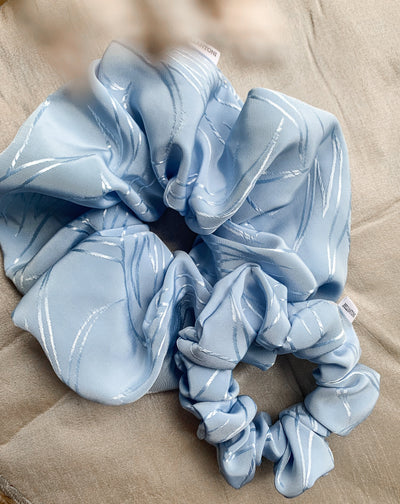 Grande luxe frozen blue floral scrunchie combo