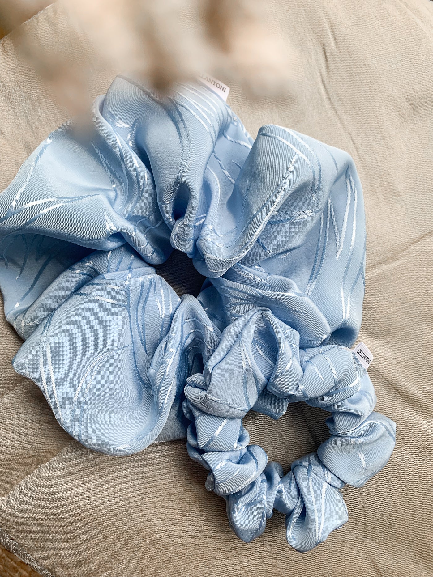Recycled Woven Grande Luxe Scrunchie - Frozen Blue Floral